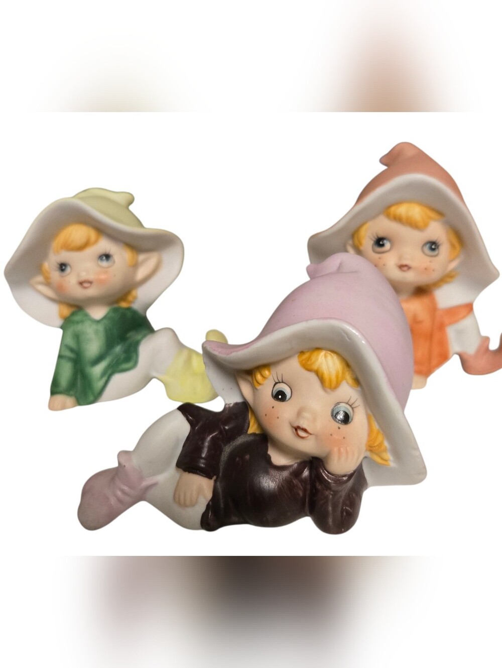 vintage set HOMCO Pixie Elves Fairies shelf sitters porcelain number 5213.